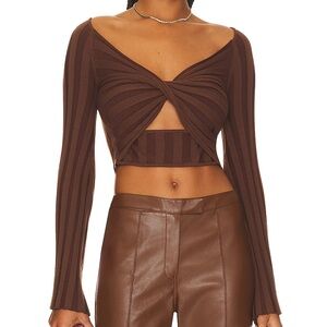 Sovere Radiant Knit Cutout Top in Carob